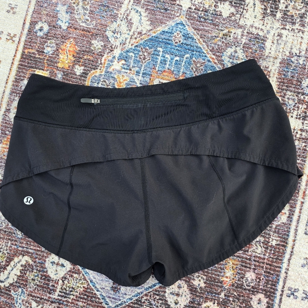 lululemon athletica Black Performance Running Shorts with Zip Pocket